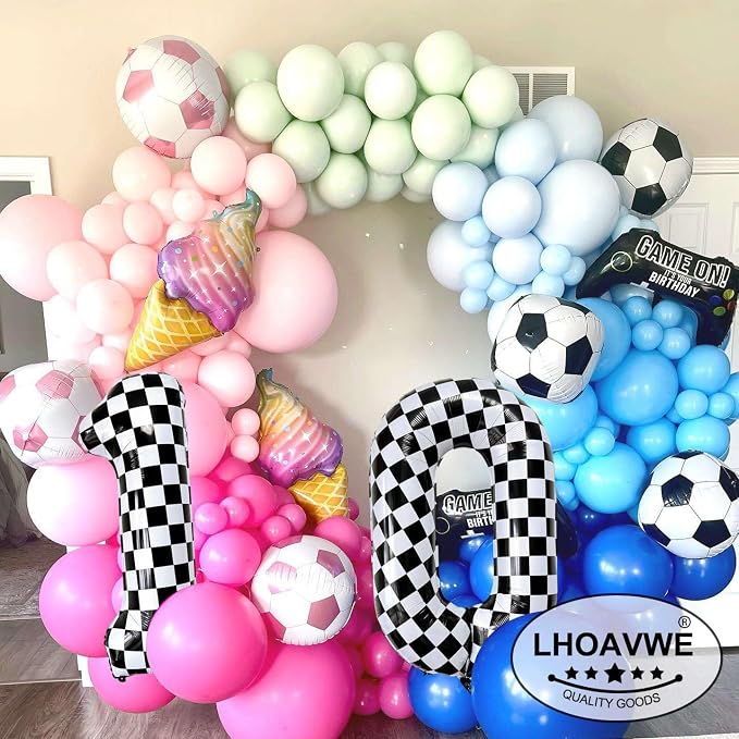 Checkered Number 3 Balloons 40 Inch Giant Race Car Checkered 3 Balloons - Image 3