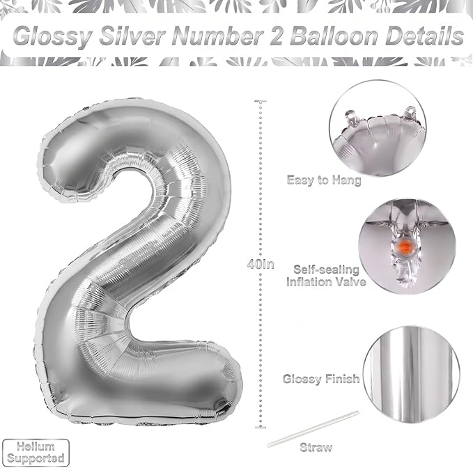 Silver Number 12 Balloon 40 Inch, Luminous Foil - Image 4