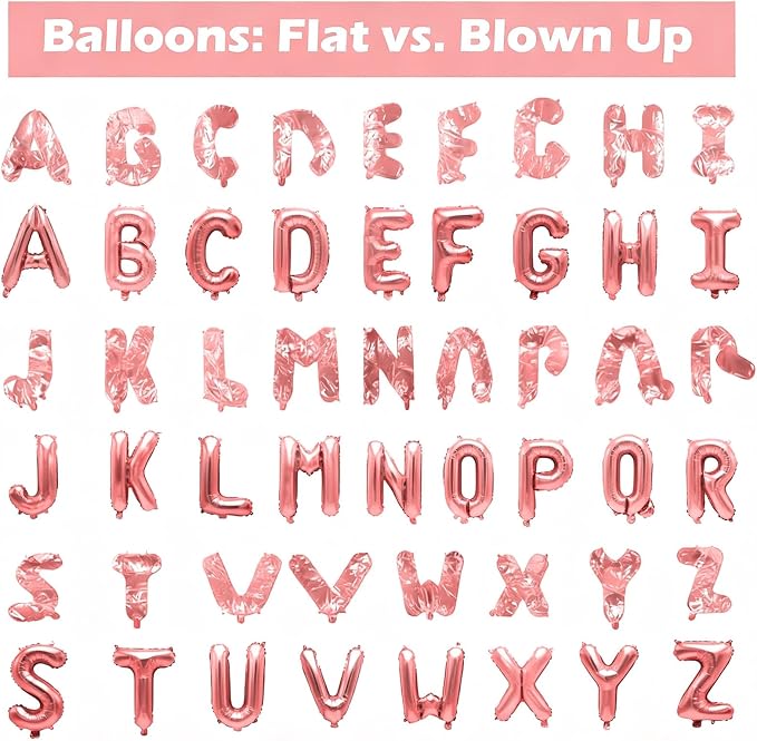 62 Pcs Rose Gold Letter Balloons, Custom 2 Set A-Z Set - Image 4
