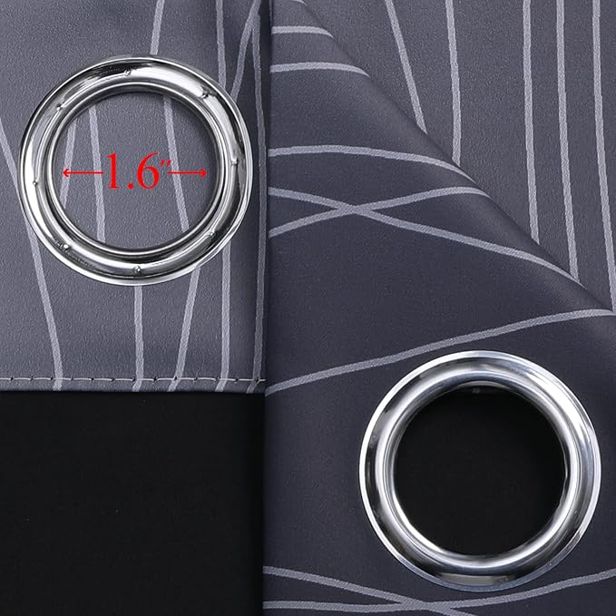Ombre Greyish White and Black Blackout Curtains & Drapes 45 Inch Length 2 Panels - Image 7