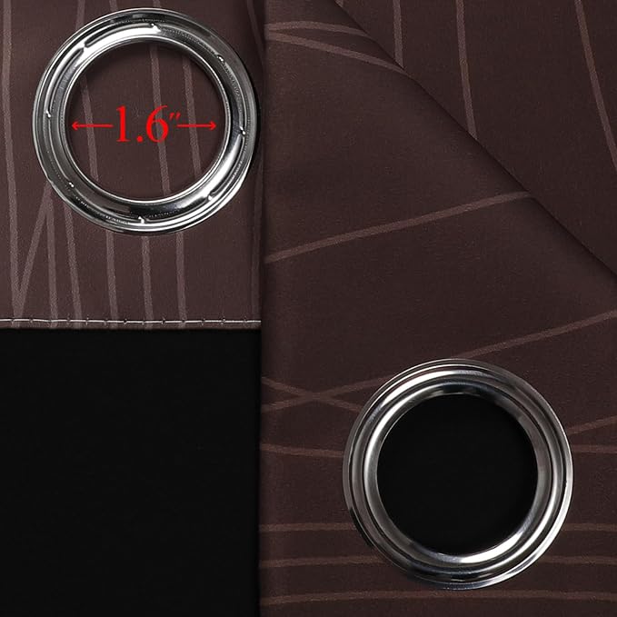 Brown and Greyish White Blackout Curtains 63 Inch Length 2 Panels Set, Full - Image 7