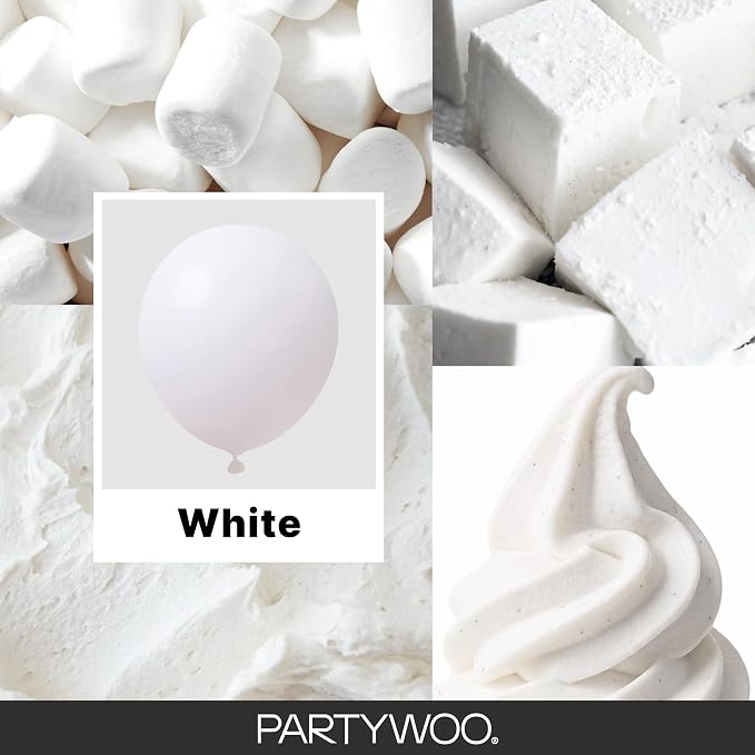 PartyWoo White Balloons 130pcs Matte White Latex Balloons Different Sizes | 18 - Image 2