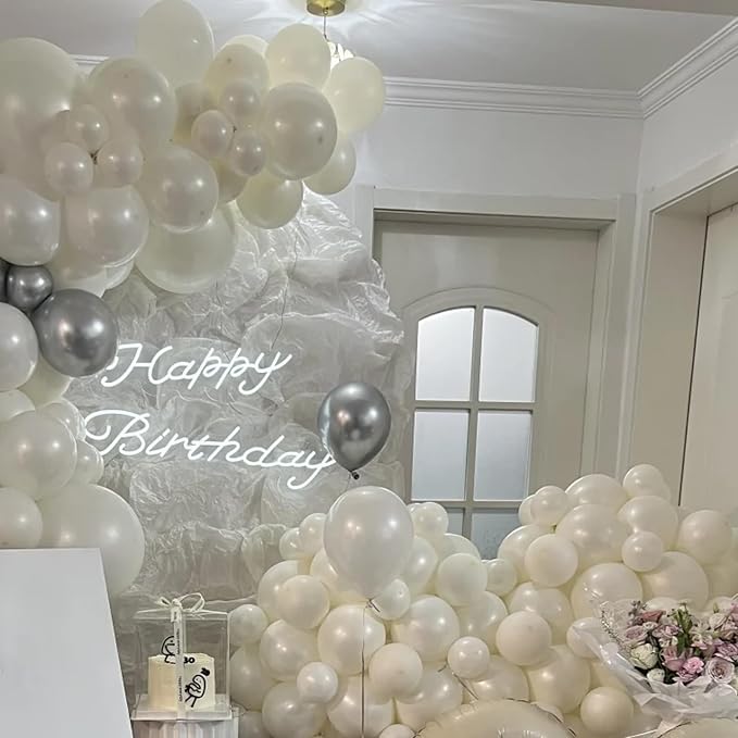 Voircoloria 130pcs Ivory White Balloons Garland Arch Kit, 18 12 10 5 Inch | - Image 6