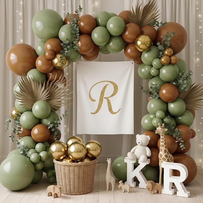 RUBFAC 135pcs Sage Green Balloons, Latex Olive Dusty Green Balloon Different - Image 6