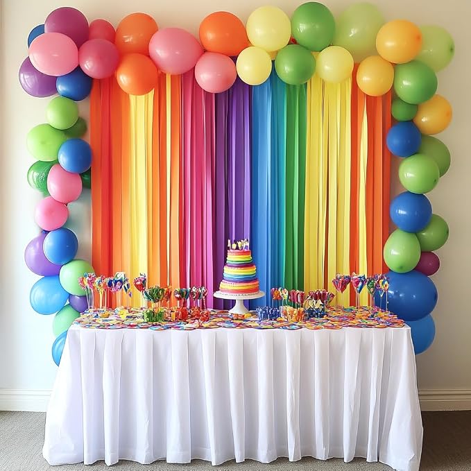 8 Crepe Paper Streamers, 656ft Pack of Rainbow Streamers Party Decorations | - Image 2