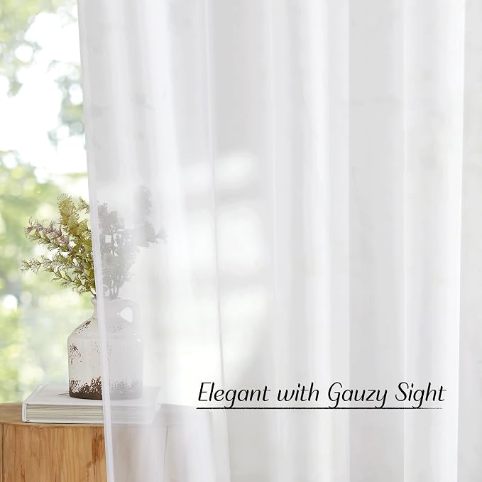 NICETOWN White Sheer Sliding Door Curtains 90 inches Long - Image 5