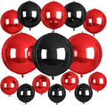 15 Pcs Black and Red Round Foil Balloons, 22/15/10 Inch 4D Ball Balloons Black by Sowide