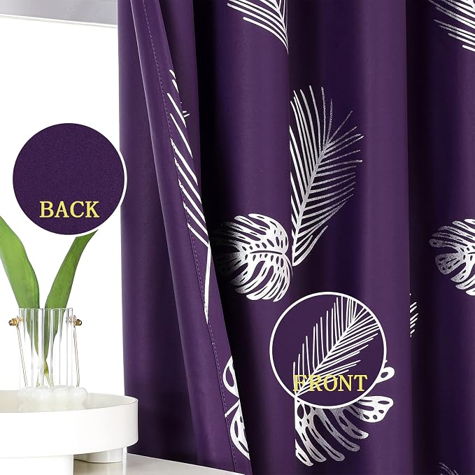 Purple Curtains Blackout Thermal Insulated Window Curtains Drapes - Image 3