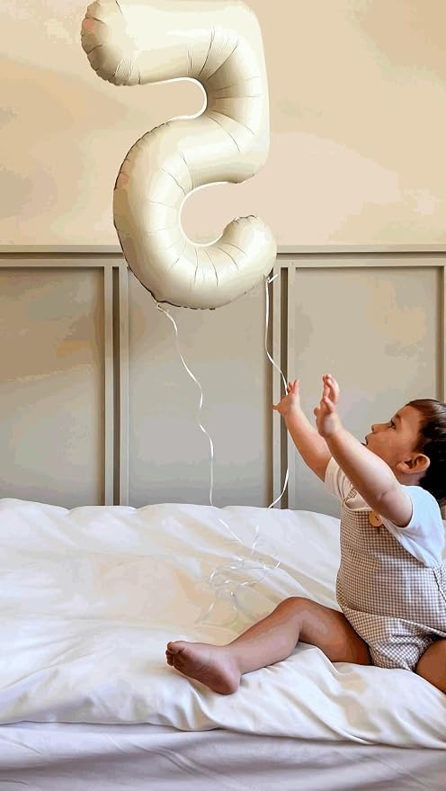0 Balloon - Cream Birthday Number Balloons, 40 Inch Decorations Men Women | - Image 2