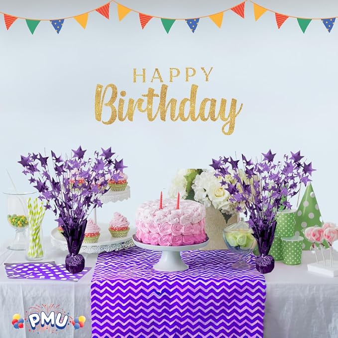 PMU 3 Pack Bursting Star Metallic Foil Spray Centerpiece- Purple Prismatic - Image 4