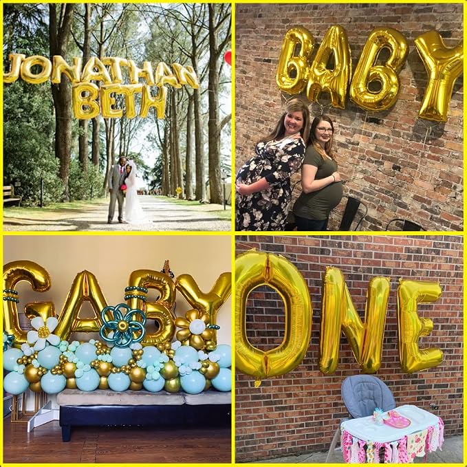 Gold Letter Balloons 40 Inch Large Letter F Balloon Aluminum | Foil Mylar Big - Image 3
