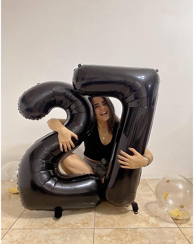 10 Balloon - Black Birthday Number Balloons, 40 Inch Decorations Men Women | - Image 9