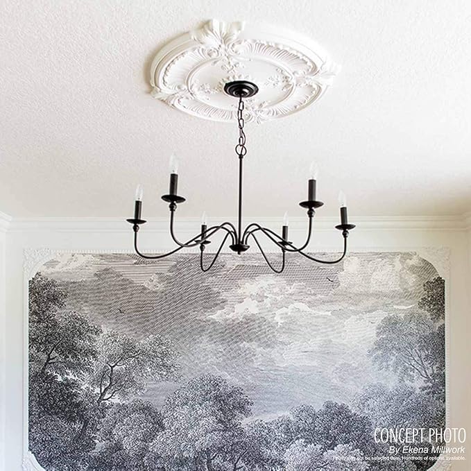 Ekena Millwork CM12BRMDF 12-1/2" x 3-7/8" x 3/4" Bradford Ceiling Medallion - Image 6