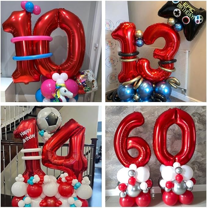 Red 50 Number Balloons, 40 Inch 50 Balloons Foil Mylar Helium Big Red 50 - Image 6