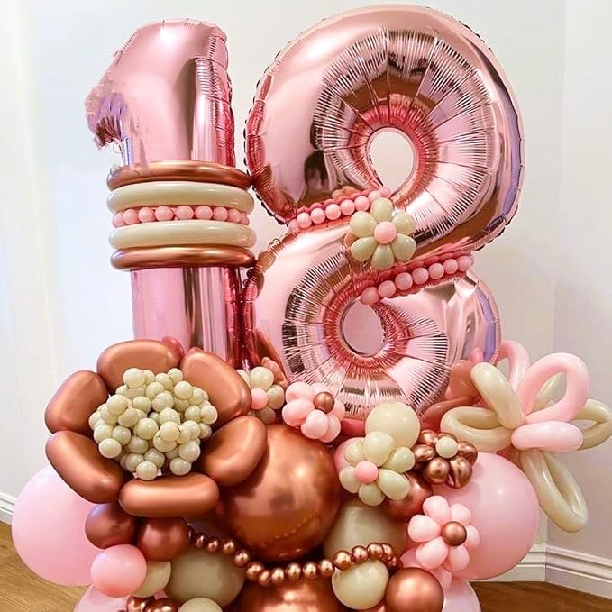 Rose Gold 7 Number Balloons, 40 Inch Big 7 Balloon Numbers Rose Gold 7 Foil - Image 3