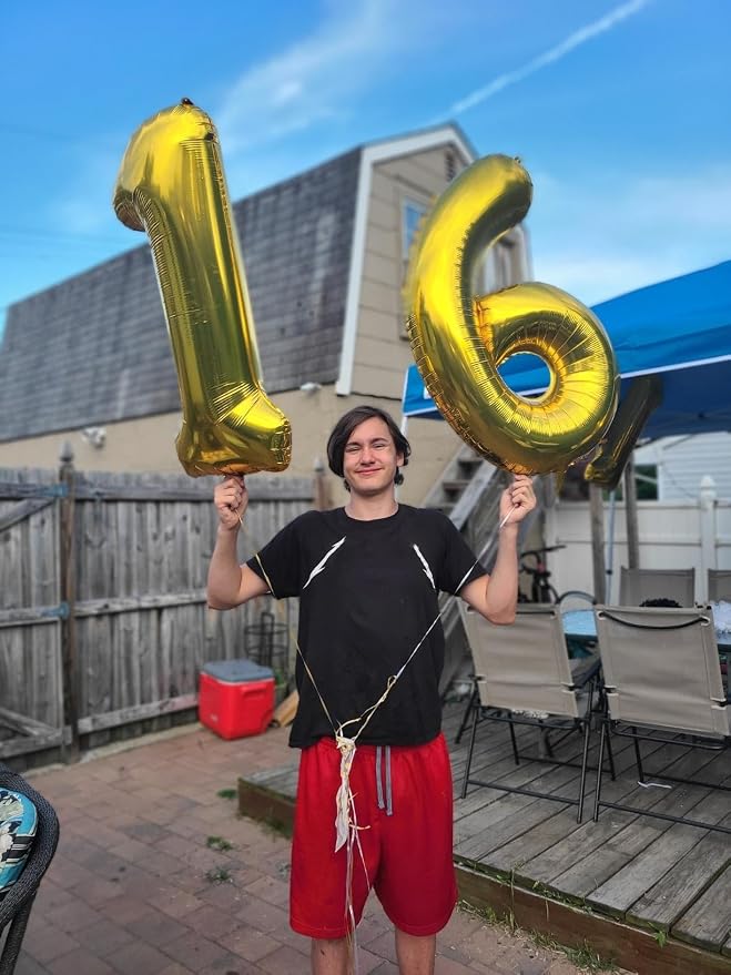 Number Balloons 16 Balloon 40 inch Gold - Image 3