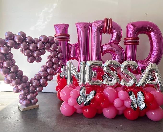 Hot Pink Letter N Balloons, N Letter Balloon 40 Inch Foil N Balloon | Hot Pink - Image 4