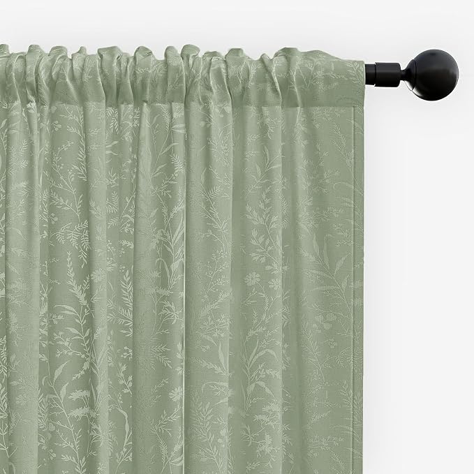 Anmao Sage Green Semi Sheer Light Filtering Short Curtains 45 Inches Long 2 - Image 8