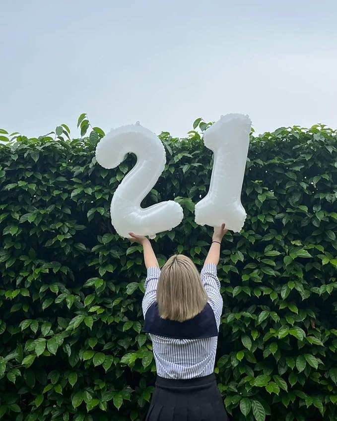 1 Balloon - White Birthday Number Balloons, 40 Inch Decorations Men Women | - Image 2
