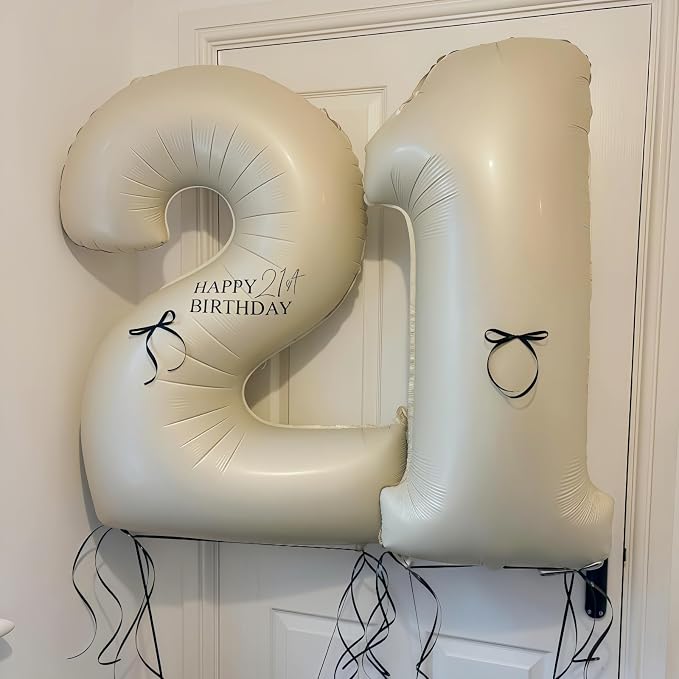 Cream 12 Balloon Number 40 Inch Cream Number 12 Balloon Helium Mylar Balloons - Image 5