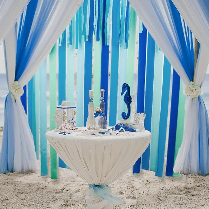 4 Blue Streamers, 328ft Pack of Crepe Paper Bachelorette Party Decorations | - Image 6