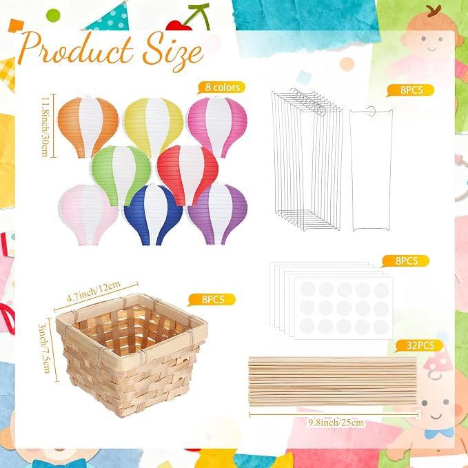 Meooeck 8 Sets Hot Air Balloon Tables Centerpieces, Colorful | Classroom - Image 2