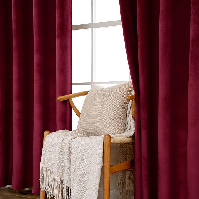 MIULEE Velvet Curtains Christmas Burgundy 52 x 96 Inch Length Set of 2 | - Image 6