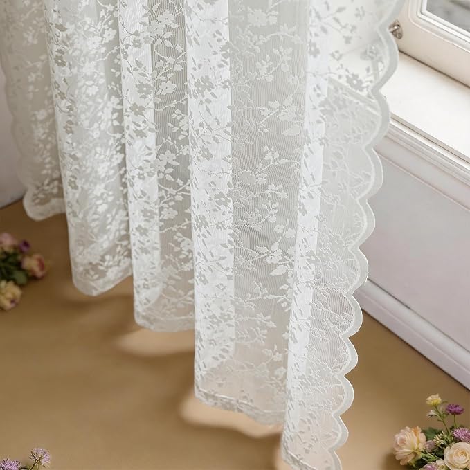 Anmao Vintage Lace Sheer Curtains 84 Inches Long - Image 9