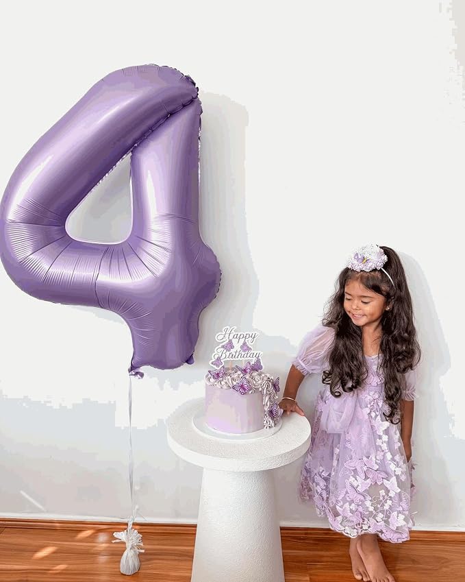 6 Balloon - Lilac Birthday Number Balloons, 40 Inch Decorations Men Women | - Image 3