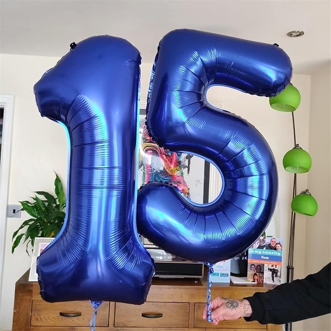 Navy Bluen Balloon Number 8, 40 Inch Large Self Inflating Royal Blue Foil - Image 7