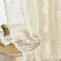 SEEKRIGHT Ivory Lace Curtains 63 Inch Length 2 Panels Victorian Floral Sheer by SEEKRIGHTHomeDecor