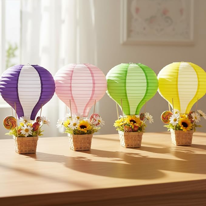 Meooeck 8 Sets Hot Air Balloon Tables Centerpieces, Colorful | Classroom - Image 6