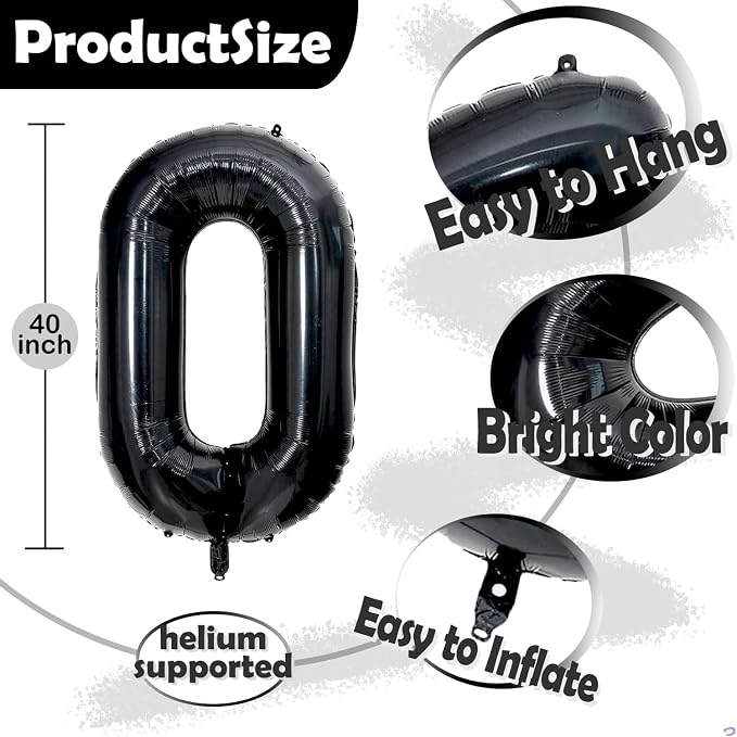 40 inch Large Black 89 Balloon Number - Image 3