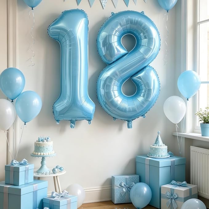 Pastel Blue 10 Balloon Number, Light Blue 10 Balloons - Image 7