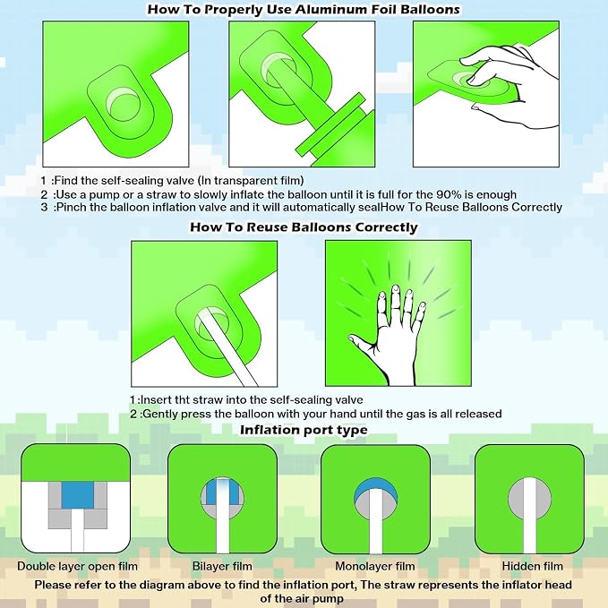 40 Inch Green Pixel Themed Number 9 Balloon Set Foil Balloon - Image 5