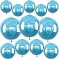 12Pcs Light Blue Round Foil Balloons, Metallic Pearl Blue Foil Balloon by vibzox