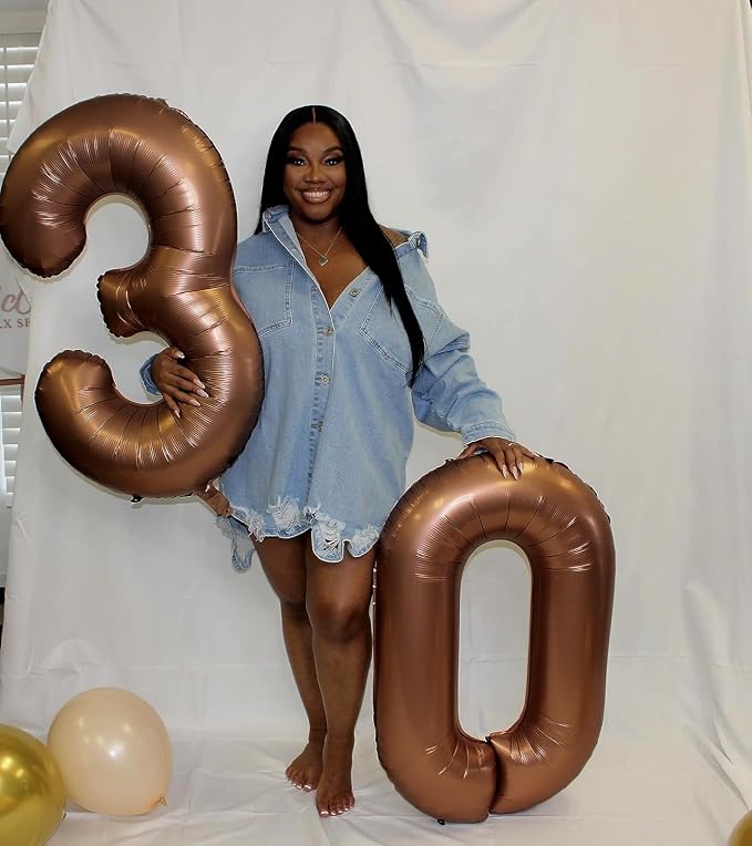 Number Balloons 40 Inch Coffee 1 Balloon - Image 4