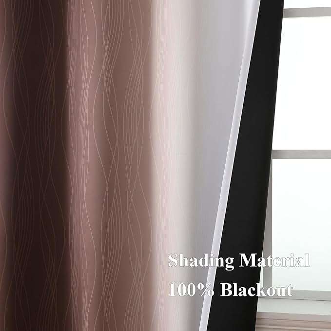 Brown and Greyish White Ombre Short Blackout Cafe Curtains 36 Inch Length - Image 5