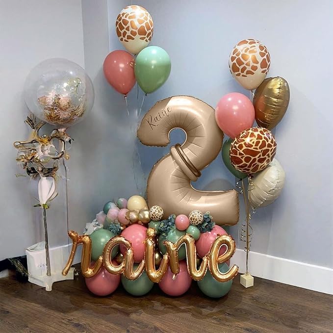 Nude Number 1 Balloons, 40 Inch Tan 1st Birthday Foil Balloon - Image 3