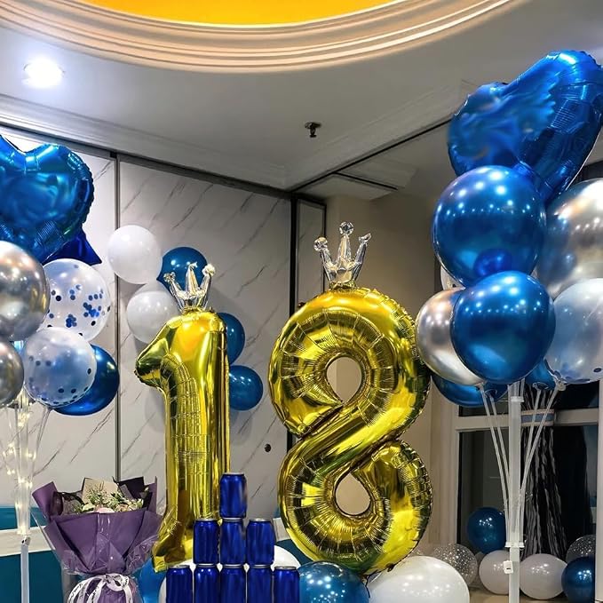 Gold Number 0 Balloon with Crown, 40 inch Gold Number Balloon 0th Birthday - Image 4