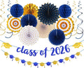 Navy-Blue Gold Party-Decorations Graduation Banner-Streamers by Panduola