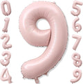 40'' Pink Number Balloon 9, Self Inflating Retro Dusty Pink Foil Number by KAINSY