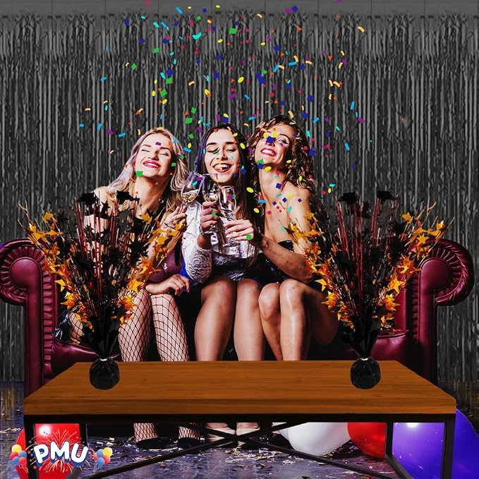 PMU 6 pack Bursting Star Metallic Foil Spray Centerpiece- Metallic Black & - Image 4