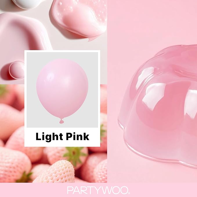 PartyWoo Light Pink Balloons 127pcs Pastel Pale Baby Pink Color | 36 18 12 10 5 - Image 2