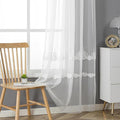 White Sheer Voile Curtains White Embossed European 54Wx63L Inch | Light by VISIONTEX