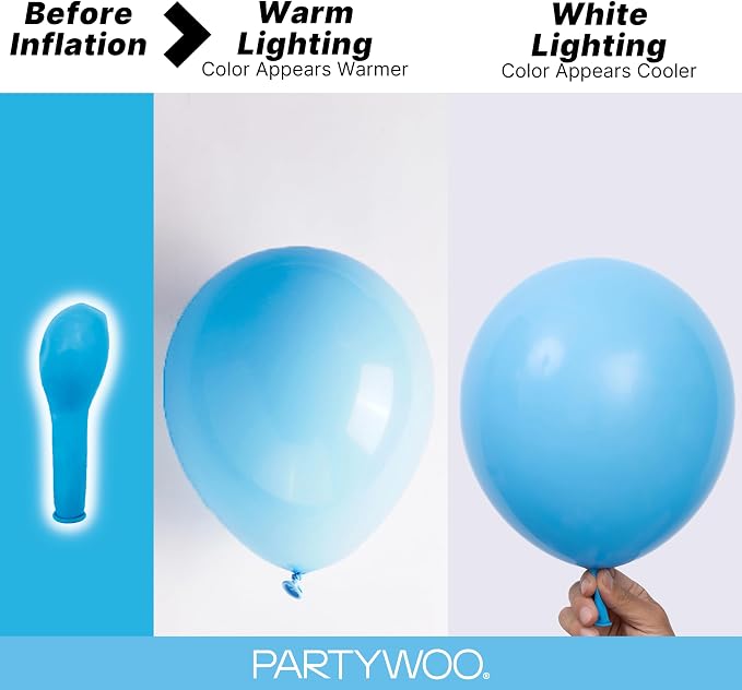 PartyWoo Light Blue Balloons 140pcs Different Sizes Pack of 18 12 10 5 Inch - Image 3