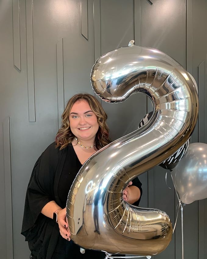 40 Inch Silver Number 4 Balloon Birthday Party Decorations - Image 8