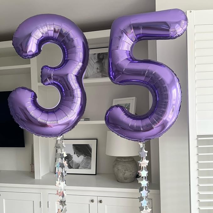Number 19 Purple Balloons 40 Inch Giant Purple Foil 19 Helium Balloons - Image 7