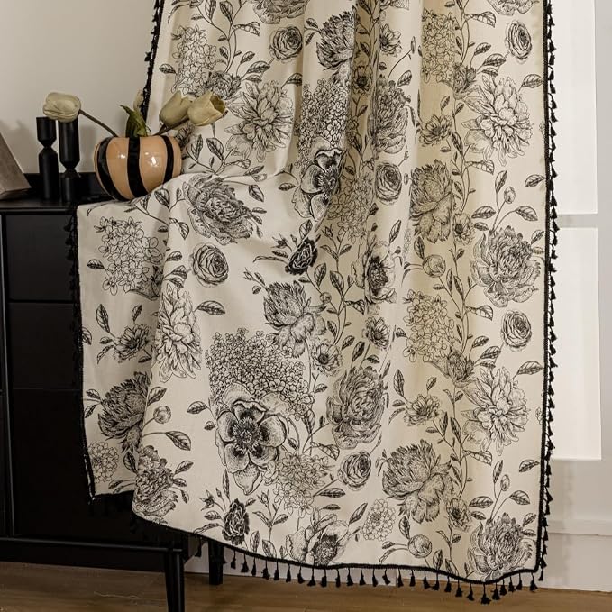 F-CHU Boho Curtains for Living Room 96 Inch Length French Country Floral Drapes - Image 6