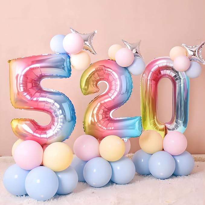 40 Inch Giant Rainbow Number 0 Balloons, Birthday Balloons, Helium Mylar Foil - Image 5